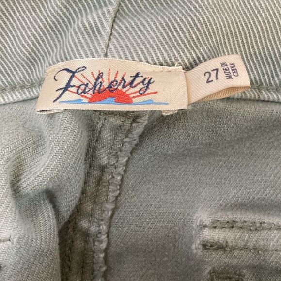 Faherty Light Green Wide Leg Jeans Sz 27 - Picture 4 of 12